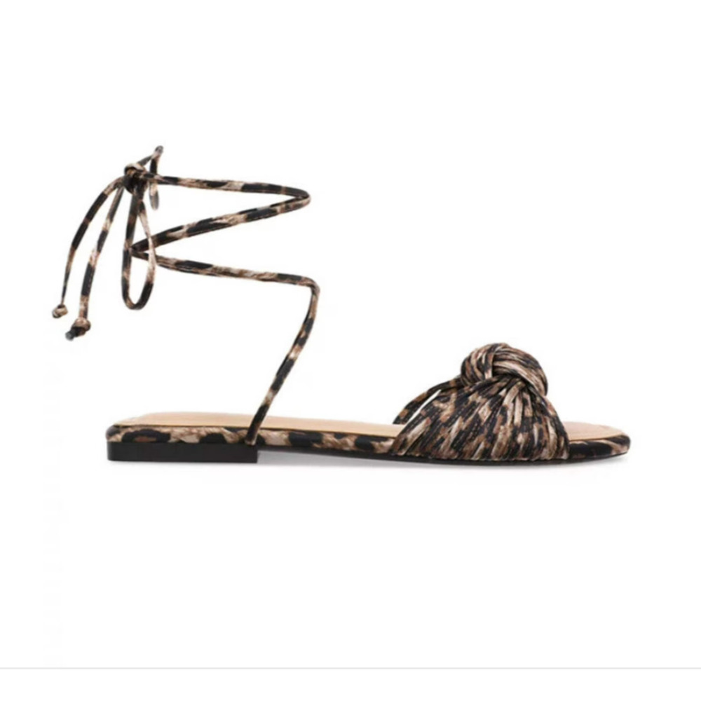 NEW - On 34th Jenniee Women’s Leopard Print Lace Up Flat Sandals Size 8.5 - Picture 7 of 8